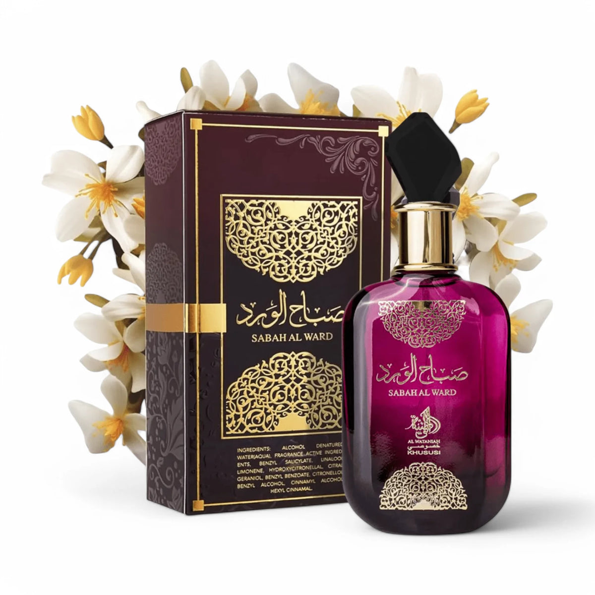 Perfume-Árabe-Al-Wataniah-Sabah-Al-Ward-acqua-da-pele