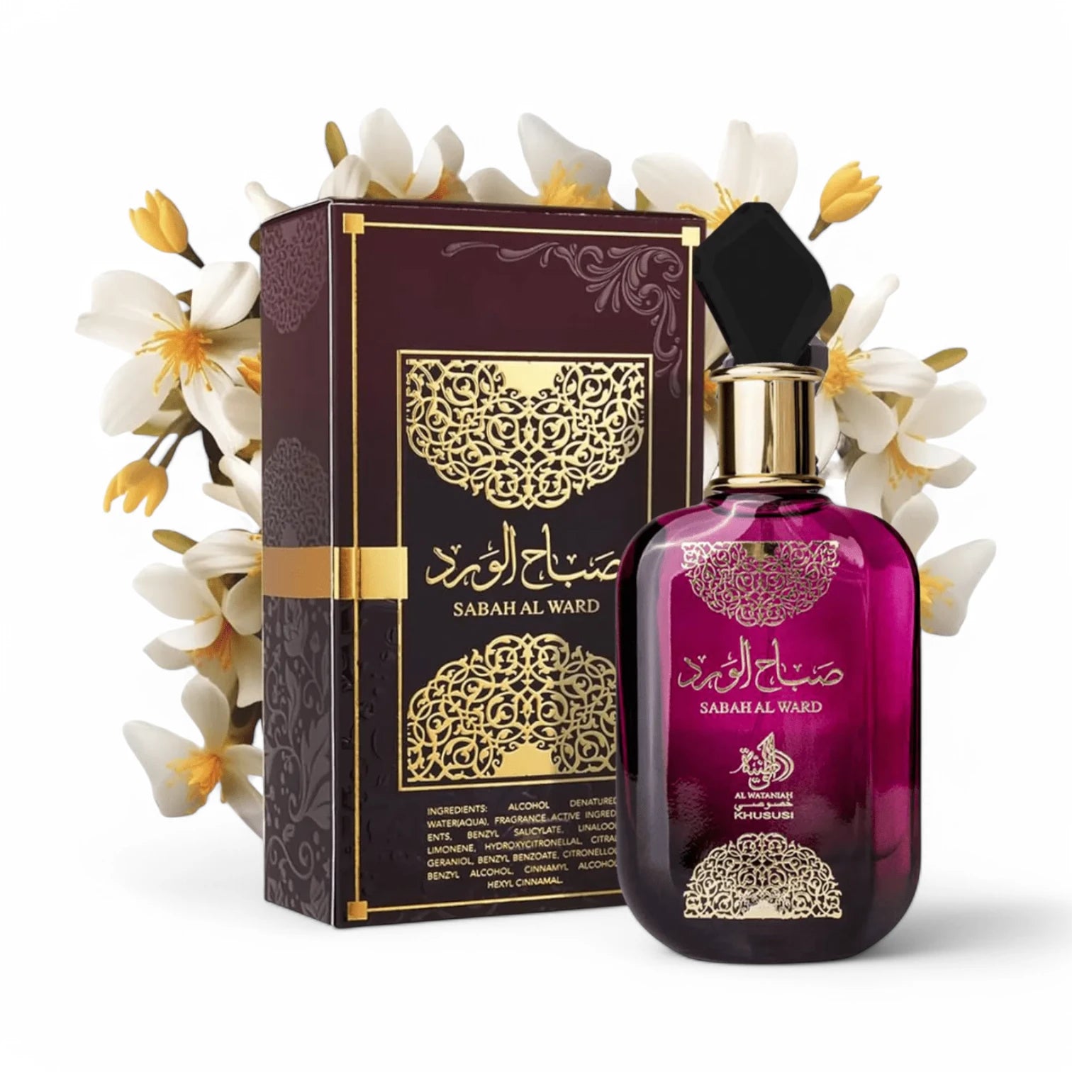 Perfume-Árabe-Al-Wataniah-Sabah-Al-Ward-acqua-da-pele